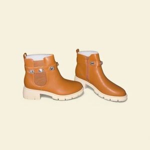 Kids Tan Ankle Boots with Embellishments​